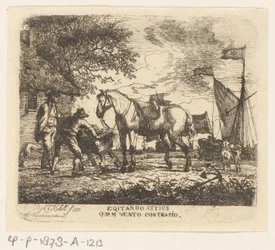 Alimentando o cavalo
Egitando citius quam vento contrario (título sobre o objecto)