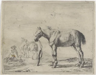 Cavalo amarrado a um poste à esquerda Cavalos (título da série)