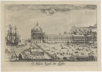 Vista do palácio real em Lisboa
O Palacio Reyal de Lixboa (título sobre o objecto)
Vistas de Lisboa (título da série)