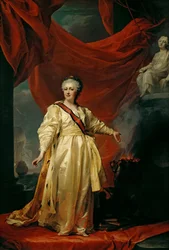 Retrato de Catarina II, a legisladora no templo dedicado à deusa da justiça, início da década de 1780