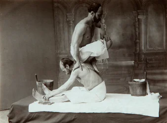 O banho oriental. Massagem, década de 1880
