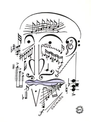 Dr Musicus - um rosto desenhado com notação musical