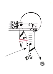Herói - rosto desenhado com notação musical