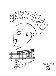 Gladiador musical - um rosto desenhado com notação musical