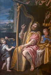 Rei David tocando harpa, Domenico Zampieri, conhecido como Dominiquin