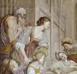 A história de Santa Cecília: Morte de Santa Cecília, detalhe (Fresco