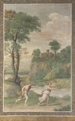 Apollo perseguindo Daphne Fresco de Villa Aldobrandini, 1617-1618