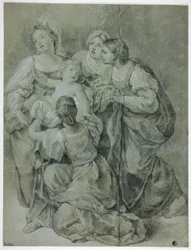 Grupo de quatro mulheres e crianças