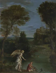 Paisagem com Tobias segurando o peixe, c. 1612