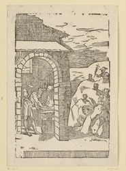 O Chamado dos Metais. Hefesto (Vulcano) e um erudito encontram-se junto à forja, enquanto lá fora, nas rochas, se escondem os deuses (como representantes dos metais): Saturno (chumbo), Júpiter (estanho), Vénus (cobre), Lua (prata), Mercúrio (mercúrio)