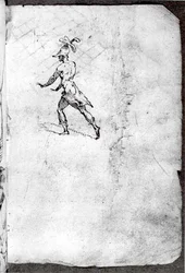 Esboço de um guerreiro (caneta e tinta) (foto a p/b)