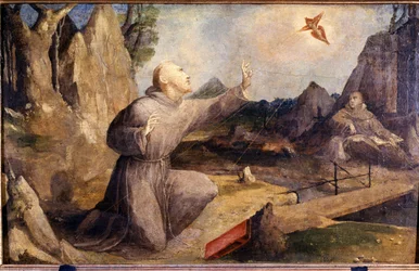 São Francisco recebendo o estigma. Beccafumi Domenico Mecarino (ca. 1486 - 1551)