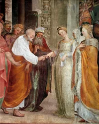 O casamento da Virgem, detalhe. Pintura de Domenico Beccafumi (1486-1551)