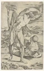 Dois homens nus em uma paisagem