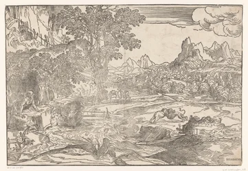 Paisagem com Hieronymus e dois leões