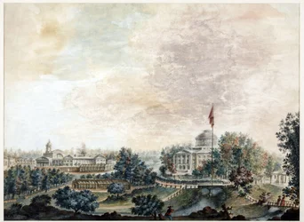 Palais de Pavlosk (1782-1786) - Palácio de Pavlovsk - Domenico Felice Lamoni (1745-1830). Aquarela e cor branca sobre papel, depois de 1786. Museu Estadual de História de São Petersburgo