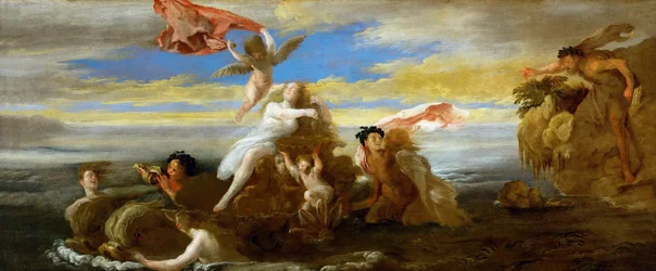 Barroco : Galatee (Galathee) et Polypheme - Galatea e Polyphemus par Fetti, Domenico (1588/90-1623), c. 1621. Óleo sobre madeira, 41,5x96,4. Museu de História da Arte, Vienne