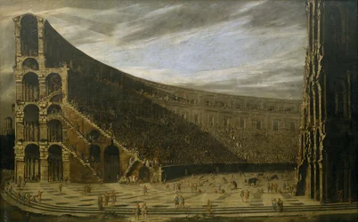 Perspectiva de um anfiteatro romano