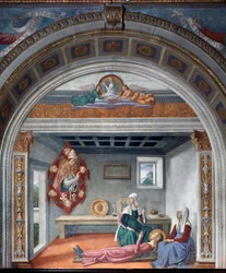Anúncio da Morte a Santa Fina por São Gregório o Grande - Fresco