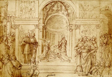 O anjo aparece Zacharias no templo