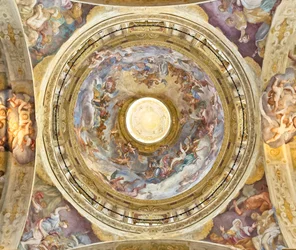 A cúpula com a representação da Coroação da Virgem, pormenor, últimos vinte anos do século XVII