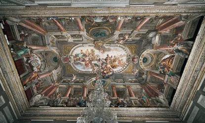 A oferta a Júpiter das chaves do Templo de Jano (ou Alegoria da Paz), teto do nobre andar,
c.1665 (fresco)