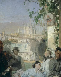 Notícias da Paz de Villafranca, de Domenico Induno, detalhe