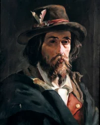 Risorgimento: "Retrato de Francesco Nullo (1825-1863), patriota italiano e tenente do exército de Giuseppe Garibaldi" Pintura de Domenico Morelli (1826-1901) Coleção privada