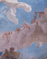 A Assunção, afresco de Domenico Morelli (1823-1901), teto da Capela Real de Assunta, Palácio Real de Nápoles (Lista do Patrimônio Mundial da UNESCO)