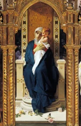 Tríptico de Nossa Senhora das Rosas, de Domenico Morelli (1823-1901), Detalhe, Capela de Santo Agostinho, Castelo de Corigliano Calabro, Calábria, Itália