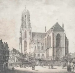Litografia - Frankfurt - Catedral Imperial - Quaglio - 1819