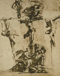 Estudo da crucificação e da virgem desmaiada