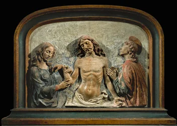 O Cristo morto adorado por São João Evangelista e Santa Maria Madalena ...
