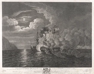 HMS "Mediator" em 12 de dezembro de 1782 ao largo de Ferrol