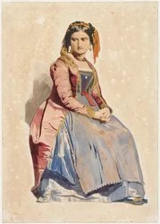 Mulher italiana sentada, do século XIX.