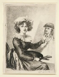 Louise-Elisabeth Vig?e-Lebrun, (Mlle Lebrun) depois, e ao contrário, do auto-retrato de 1790 na Uffizzi