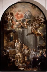 Missa de fundação da Ordem da Trindade A Ordem Religiosa da Trindade (ou Santíssima Trindade) foi fundada por João de Matha (1154-1213). Pintura de Juan Carreno de Miranda (1614-1683) Sol. 5x3,1 m