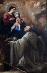 Museu Paroquial. Pintura. São Bernardo e a Virgem com Criança. Óleo sobre tela.