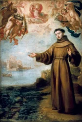 A pregação de Santo Antônio de Pádua, pintura de Juan Carreno de Mirando