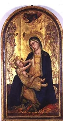 Madonna and Child (tempera no painel)
