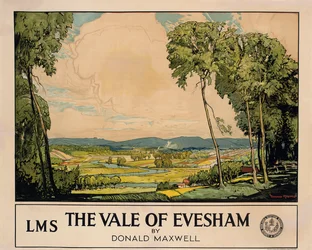 The Vale of Evesham, cartaz publicitário de Londres, Midland and Scottish Railway (litografia colorida)