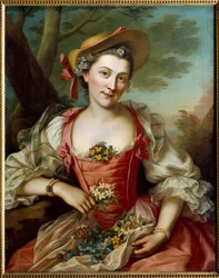 Retrato de Mulher Pintura de Donatien Honotte (1707-1785) Dijon do século XVIII, Museu de Belas Artes