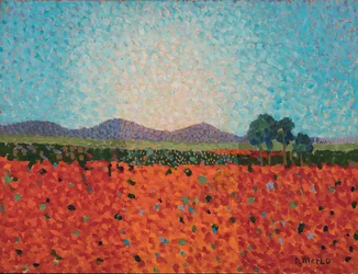 Campo de papoilas, c.1983 ou 1988 (óleo sobre cartão)