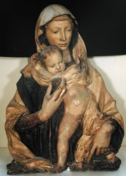 Madona e Criança (pedra policromada)