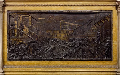 Relevo representando Santo António a voltar a ligar o pé de um jovem, de Donatello (cerca de 1386-1466), bronze, altar do santo, Basílica de Santo António (Basilica del Santo), Pádua, Itália