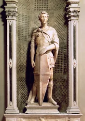 São Jorge em um nicho com relevo de São Jorge matando o dragão abaixo (mármore) (veja também 55431 e 87899)