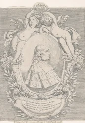 Retrato de Giovanni Girolamo Sbaraglia, dentro de um oval ladeado por dois putti em cornucópia..., 1716.