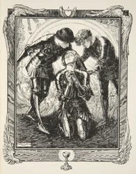 Depois foram para Sir Galahad, ilustração de "Histórias do Rei Artur e da Távola Redonda", de Beatrice Clay.