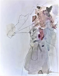 Retrato Abstrato e Pensativo