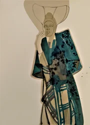 Figura de moda elegante em azul-petróleo